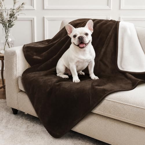 Image of LOOBANI Waterproof Puppy Blanket for Dog Crate, 30 inchx40 inch, Coffee | Ideal for Small Medium Dogs Cats Bed, Double-Side Flannel Reversible, Liquid Pee Proof Stain-Proof for Furniture Protection