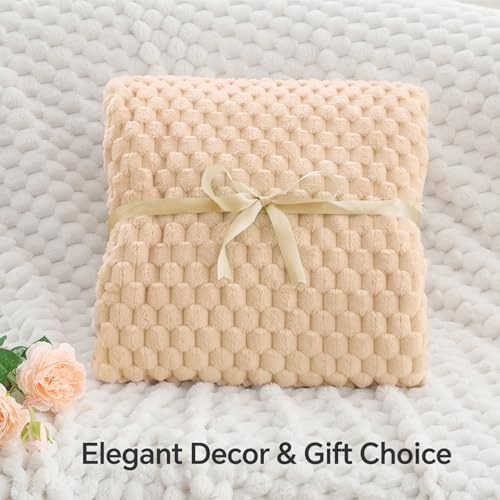 Image of BEDELITE Blush Sand Throw Blanket for Couch, Soft Gifts for Women, 50 * 60 | 3D Jacquard Decorative Fleece Blanket, Super Soft Plush Throws, Cute Birthday Gift for Women & Men, Suitable for All Seasons