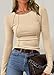 KIRUNDO Ribbed Long Sleeve Tops for Women Stretch Slim Basic Crop Tee Exposed Seams 2026 Spring Fall Fashion Trendy Tshirt(Apricot, Small)