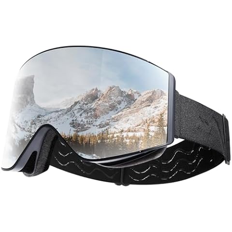 WEIERYA Ski Goggles OTG, Anti Fog Snow Snowboard Sport Goggles Over Glasses For Men Women Youth, UV Protection, Silver Cover
