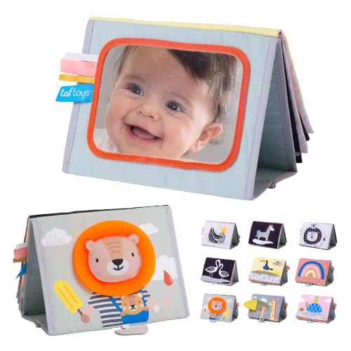 Image of Taf Toys Savannah Infant Tummy-time Soft Crinkle Activity Book with Huge Baby Safe Mirror, 3D Activities, Textures and a Soft Baby Teether