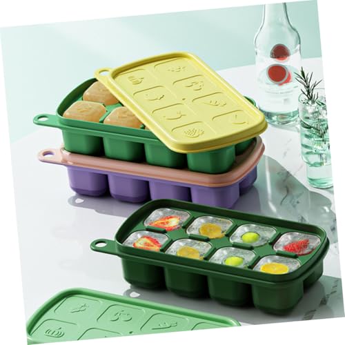 Set de 3 cubeteras con tapa para hielo, bandeja de 8 cubos miniatura 4