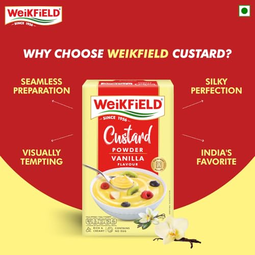 Image of Weikfield Custard Powder 500g Pack | Vanilla Flavor | Makes Smooth & Creamy Custard | Contains Quality Ingredients | Best For Fruit Salads & Puddings | 100% Vegetarian (Pack of 3)