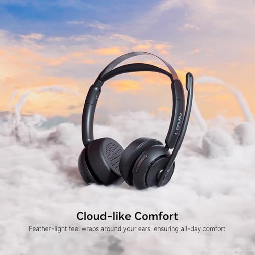 Image of LEVN Wireless Headset, Wireless Headset with Mic for Work, AI Noise Cancelling, 65 Hrs Working Time, Bluetooth Headphones with Microphone from Home /Computer /Call Center /Teams
