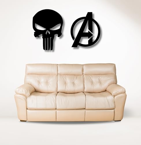 Image of TWIGGY Superhero 6mm MDF Wooden Wall Decor Set for Home, Office, or Gaming Room, Gift, Anime (pack of 2 | The Avengers,Punisher)
