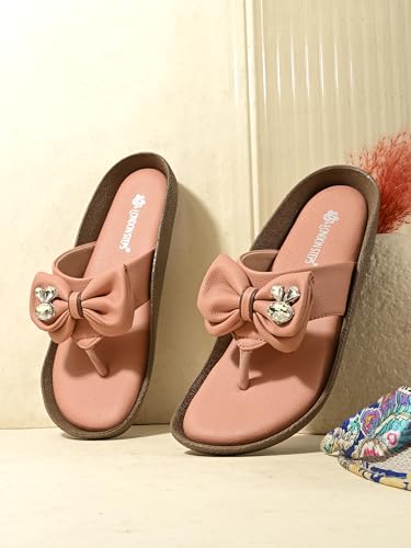 Image of Women Stylish Bow Flip Flops | Soft Comfort Toe Post Slippers for Women | Casual Lightweight Everyday Wear Sandals