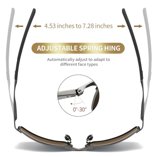 Image of SUNGAIT Ultra-Lightweight Polarized Sunglasses Men for Driving Fishing Golf, Rectangular Metal Frame with Spring Hinge