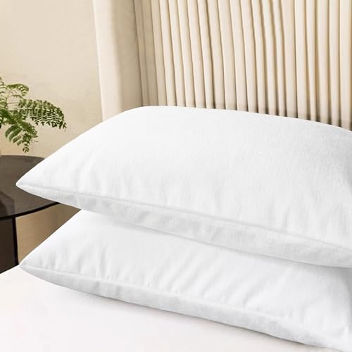 Image of CaliTime Throw Pillow Covers Decorative 20 X 26 Inches Pack of 2 Cozy Chenille Standard Pillow Shams Cases for Couch Sofa Bed Living Room Home True White