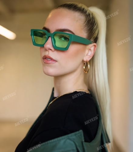 Image of AIEYEZO Square Sunglasses for Women Men Square Thick Frame Sun Glasses Simple Designer Style Shades