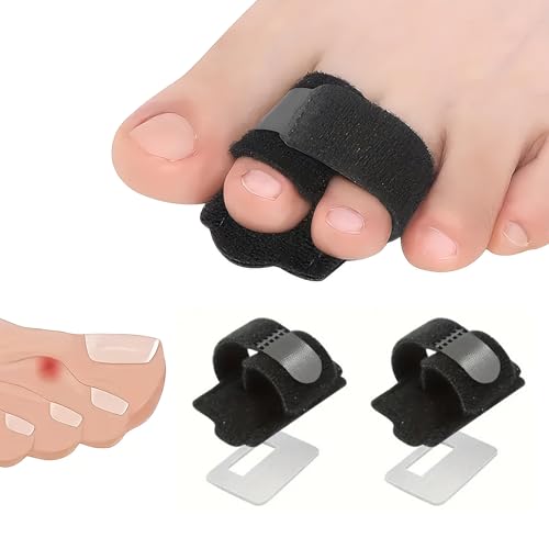 2 Stück Schwarze Hammerzehen Schiene mit Aluminiumplatten Zehenschiene Hammerzehenpolster Zur Korrektur Von Hammerzehen Gebrochenen Zehen Gebogenen Zehen und Überlappenden Zehen; Unisex