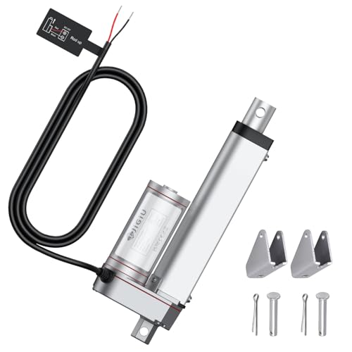 JiGiU 12V Actuator Heavy Duty 165lbs/750N Linear Actuator 100mm 4" Linear Motion Actuators with Mounting Brackets & IP65 Protection for Car RV Electric Door Industrial Machinery Vessels Window-Silver