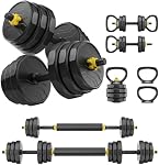 FEIERDUN Des sonnettes réglables, 48lbs/60lbs/88lbs Ensemble de sonnettes, 5 en 1 Ensemble de poids gratuit utilisé comme Barbell, Kettlebells, Pousser debout, Poids pour la maison gymnastique hommes / femmes appropriés