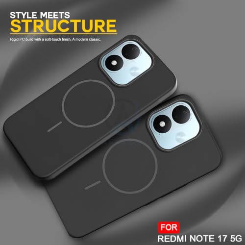 Image of AESTMO Shockproof Back Case Cover for Redmi Note 17 5G | Slim Hard Shell | Hard Back Cover for Redmi Note 17 5G (Compatible with MagSafe Accessories, Black)