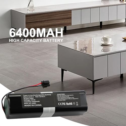 Image of Battery Replacement for Eufy RoboVac X8, X8-T226X, RoboVac-X8-Hybrid White, RoboVac X8 Pro SES Self-Empty Station Robot Vacuum Cleaners Part Number: PA61 Upgraded Battery Pack 14.4V 6400mAh 92.16Wh