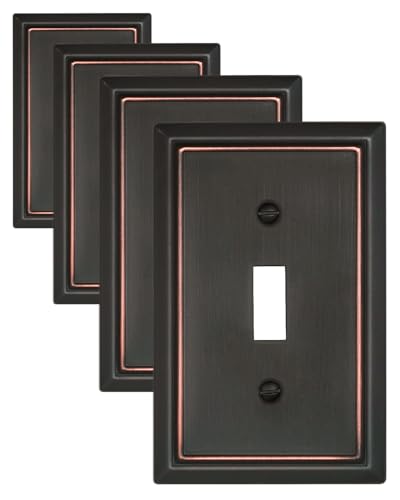 ZILLSEA Switch Plates Outlet Covers, 4-Pack Aged Bronze Metal Wall Plates