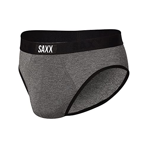SAXX Underwear Co. Men's Underwear with Pouch Ultra Super Soft Brief Fly, Salt & Pepper, X-Large