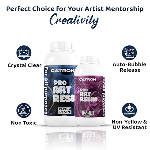 Image of Catron Crystal Clear Epoxy Resin Art Kit 2 : 1 - Ratio Resin and Hardener UV-Resistant | Self-Leveling, Suitable for Beginners DIY Activities with High Gloss,Jewellery and Keychain Making,600 Gm