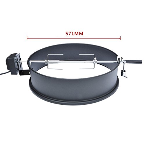 onlyfire 57CM Universal Drehspieß mit Motor Grillspieß-Aufsatz Set für Kugelgrill, Rotisserie, Holzkohle Grill, passt Weber 2290 und andere Modelle (Emailliert-Schwarz)