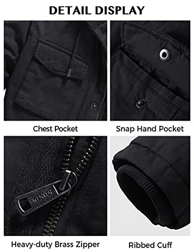 Wenven Men's Military Style Thicken Hooded Jacket, G-Grey, Medium #TOP6