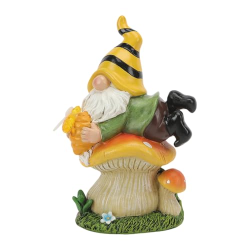 Statue solaire naine - Résine Figure Garden Gnome Light, Figure décorative résistante aux intempéries | Gnome solaire couché aux champignons avec verre, décor de jardin