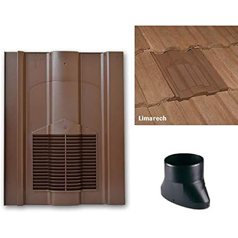 Brown Roof Tile Vent - Limarech Vents with Flexi Pipe Adaptor for Sandtoft Lindum, Russell Cheviot, Redland Renown & Marley Ludlow Major Tiles Cover