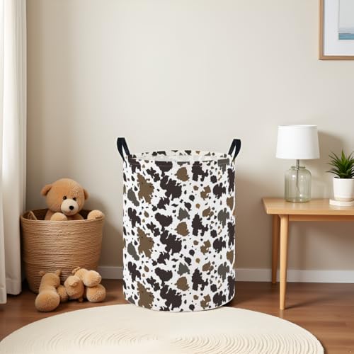 Image of Baby Laundry Hamper Basket Baby Hamper for Nursery Boy and Girl Cute Storage Bin Organizer Boho Room Decor(Cows)