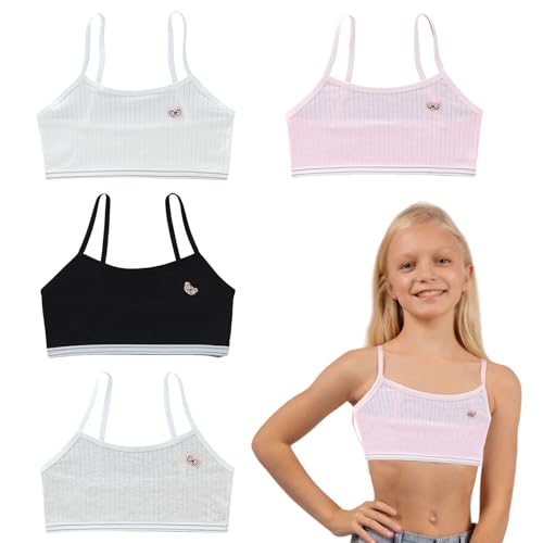 4 Stück Bustier Mädchen Sport Top Gepolstert, Kinder BH mit...