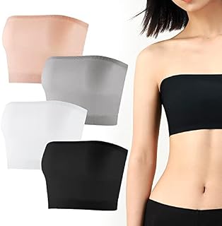 Fengyuanhong 4 Pcs Women's Stretch Strapless Bra for Large Bust, Seamless Non-Padded Sports Bra Tube Top