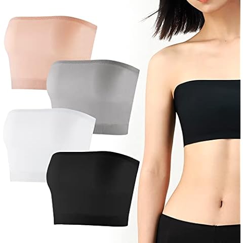 Fengyuanhong 4 Pcs Women's Stretch Strapless Bra for Large Bust, Seamless Non-Padded Sports Bra Tube Top Cover