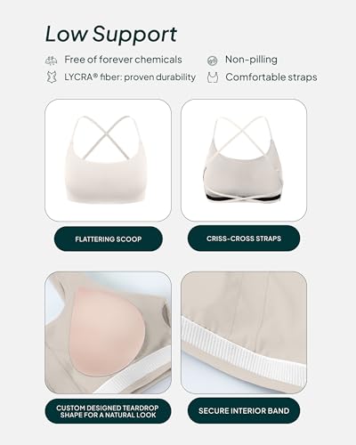 Image of PAVOI ACTIVE Open Back Strappy Yoga Workout Bras for Women - Low Support Criss-Cross Sports Gym Bra Removable Pads - FlexFlow, X-Large, Moon
