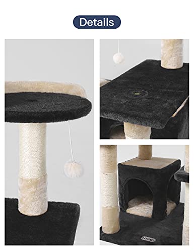 Hyabi 56 Inch Cat Tree Cat Tower, Sisal Cat Grab Post, Kitten Game House Kitten Activity Center (Black) #TOP5