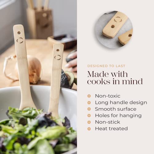 Rehau Bamboo Kitchen Utensils Set 8Pcs – Non-Stick Wooden Spoons For Cooking – Quality Wooden Spoon & Wooden Spatula Set, Kitchen Wooden Utensils For Cooking - Easy To Clean Wooden Cooking #TOP3