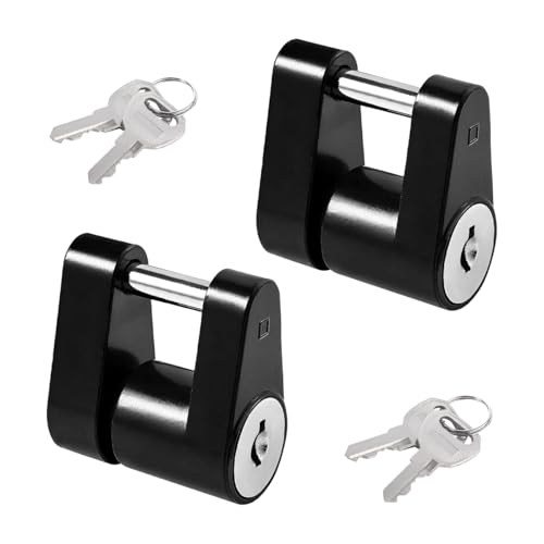 VCYOPN 2 PCS Trailer Hitch Coupler Lock, Dia 1/4 Inch 3/4 Inch Span Anti-Theft Trailers Hitch Lock with Keys, Heavy Duty Metal Trailer Tongue Locks for Tow Boat RV Truck Car's Coupler