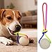Aakluk 2 Stück Im Dunkeln Leuchtender Hundeball | Leuchtende Gummibälle Mit Seil Für Hunde Hüpfbälle | Interaktives Kauspiel Für Kleine, Große Und Mittelgroße Hunde, Leuchtet