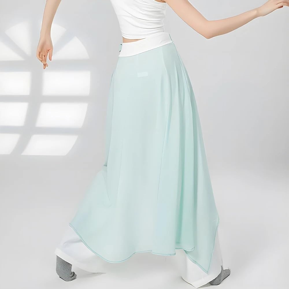 Pantalón de Baile Moderno for Mujer, Pantalones Holgados de Gasa de Pierna Ancha de Cintura Alta, práctica for Mujer