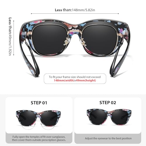 VIEWBETTER® Polarized Fit Over Sunglasses for Women Men, Trendy Oversized Round Wear Over Glasses UV Protection for Driving4