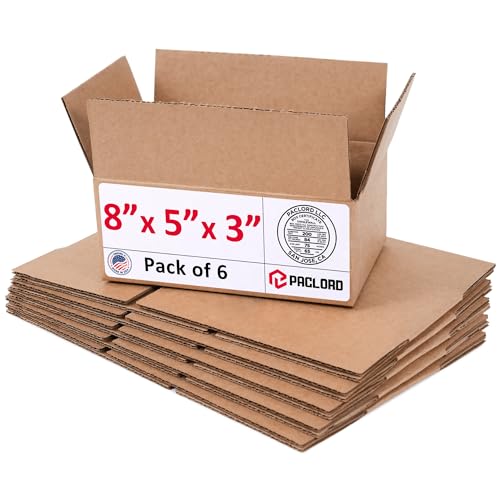 Image of Small Cardboard Boxes 8 inchL x 5 inchW x 3 inchH (Pack of 6) - USA-Made Packing Boxes for Moving, Shipping, or Storage - USPS, UPS, FedEx Approved - Professional Packing Supplies for Moving