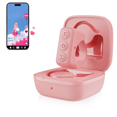 3-Link 2-Pack TikTok Scrolling Ring, Remote Control for TikTok/YouTube Shorts/Instagram Reels, Bluetooth Page Turner for iPad/Kindle App/iPhone/Android (Pink)