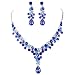 FAYBOX Glamorous Crystal Rhinestone Beading Necklace Earrings Wedding Jewelry Sets Royal blue