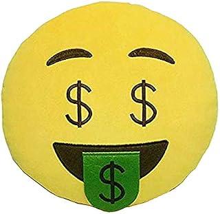 GCA Soft Emoji Smiley Emoticon Yellow Round Cushion Pillow Stuffed Plush Toy Doll