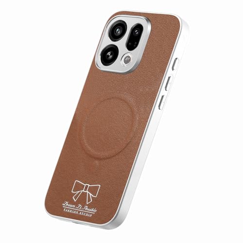 Image of for Oppo Find X9 5G Magnetic Case Butterfly Bow Pattern PU Leather + TPU + PC Shockproof Phone Cover - Brown