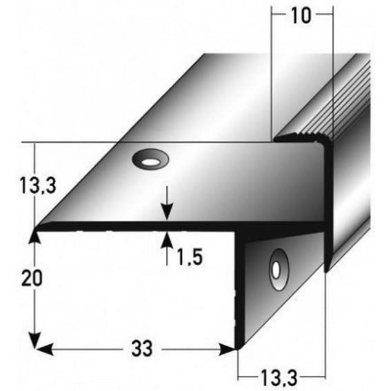 Profilé pour nez de marche | NOVA | Aluminium | Prépercé - FR