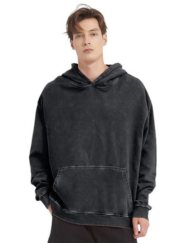 FAIABLE Mens Womens Acid Wash Hoodie Unisex Oversized Vintage Cotton Hoodies Heavyweight Terry Sweatshirts for Men 20252