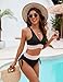 Edelqual High Waisted Bikini Sets for Women Tummy Control Swimsuits Two Piece Bathing Swim Suit Summer Beach Swimwear Color Block Fashion Trendy Clothes Twisted Front (Black,M)