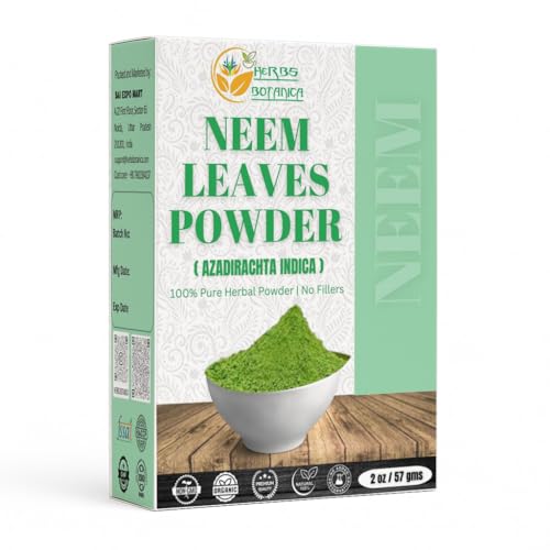 Herbs Botanica Neem Powder 100% Pure Natural Leaf Powder for Hair Skin & DIY Uses Finely Ground & Additive Free Natural Supplement in Resealable Pack 2 oz
