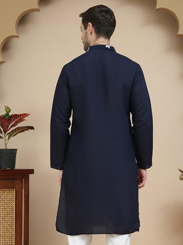 Image of Jompers Floral Embroidered and Sequins Kurtas (Navy Blue, XXL)