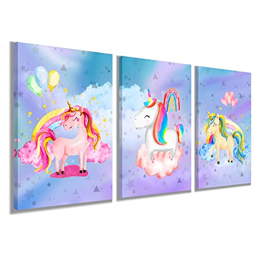 YUANAND Einhorn Wandkunst Mädchen Schlafzimmer Dekor – Regenbogen Leinwand Bilder für Kinder Kinderzimmer Heimdekoration – Aquarell gerahmte Poster Gemälde YUANAND Einhorn Wandkunst Mädchen Schlafzimmer Dekor – Regenbogen Leinwand Bilder für Kinder Kinderzimmer Heimdekoration – Aquarell gerahmte Poster Gemälde