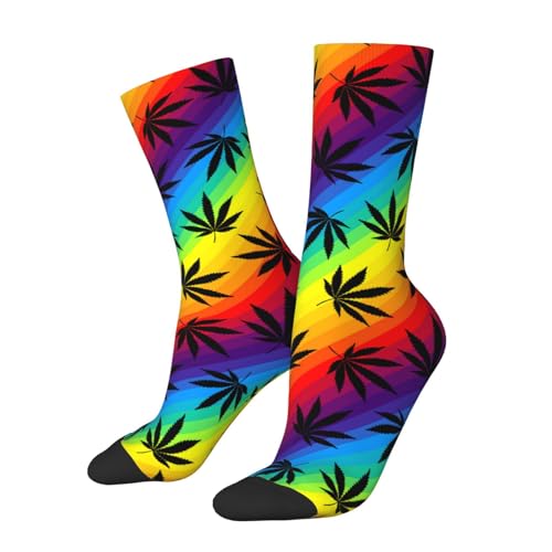 Purple Leopard Print 16 Inch Crew Socks Novelty Athletic Sock for Women Men