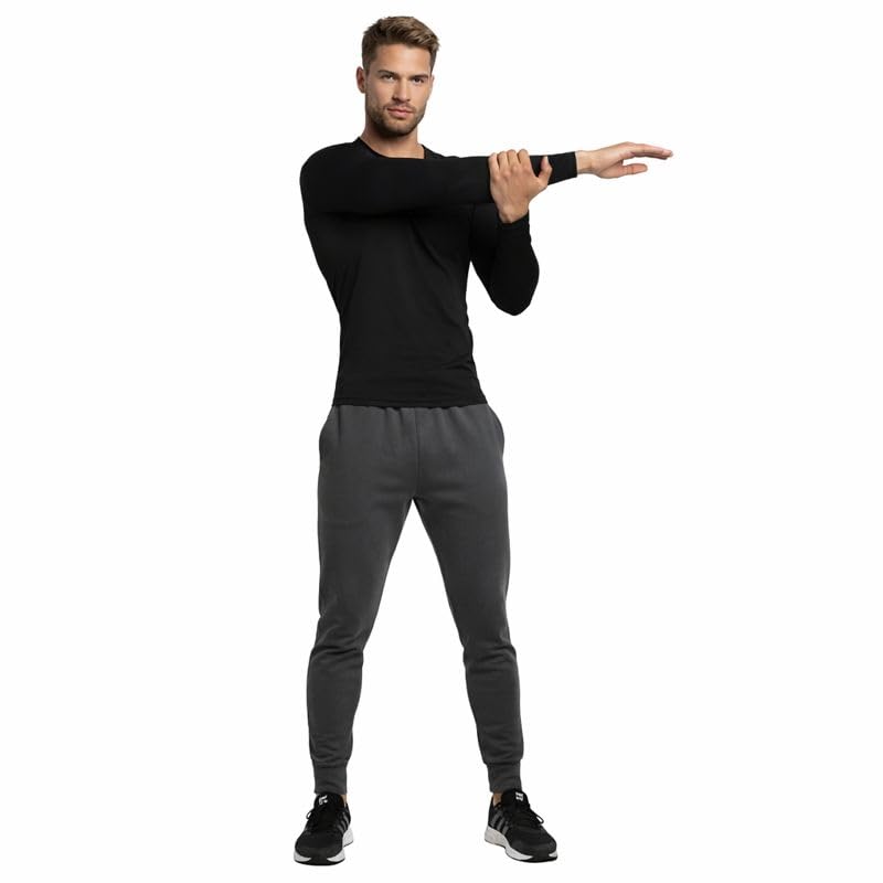 Image of NEVER QUIT Men's Compression Shirt Pack of 1 or 2 - Long Sleeve Quick Dry Base Layer T-Shirt for Gym, Running & Sports Workout