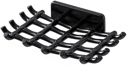 حامل صابون بلاستيك للحمام بتصميم لاصق ذاتي من Next store ، منظم صابون عملي مقاوم للماء، صحن صابون لتجفيف سريع وحفظ منظم مع سهولة التثبيت على الجدار (اسود)